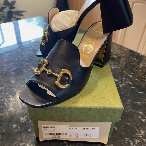 Gucci Black and Gold Women's Mules - Picture 4 of 7